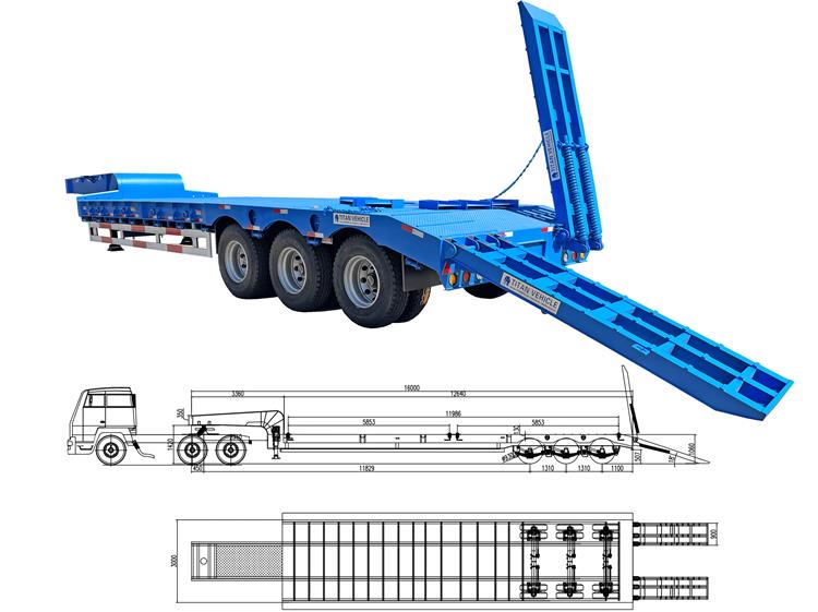 Semi Low Bed Truck Drawing, Specification
