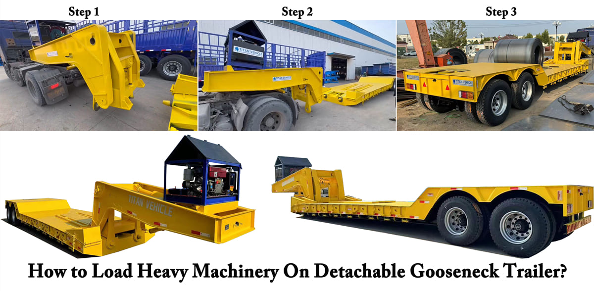 How Do You Safely Load Heavy Machinery Onto A Detachable Gooseneck Trailer?