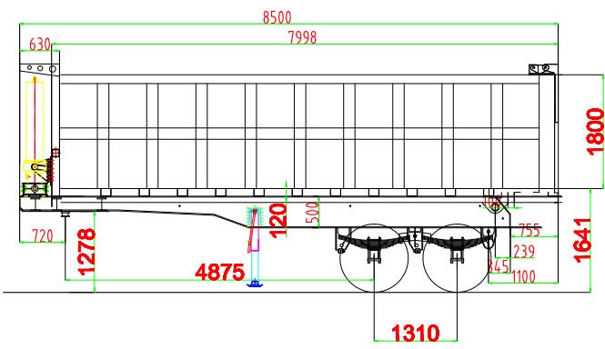 3 Axles 40 Cubic Rock Dump Trailer