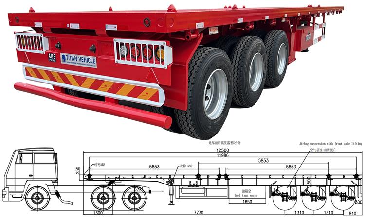China 3/Tri Axles Trailer Price In Nigeria | Tri Axle 40ft Container Flatbed Trailer Nigeria