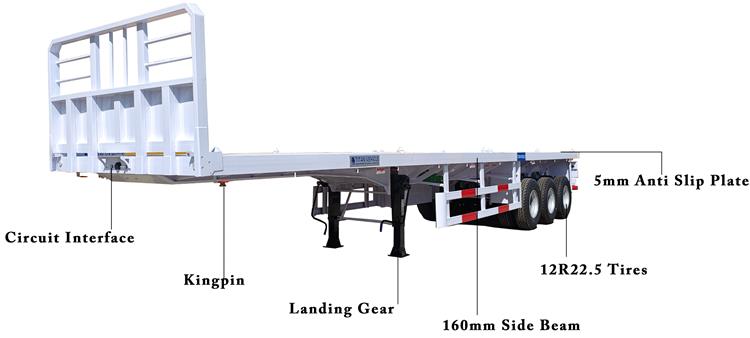 13m Tri Axle Flat Bed Trailer for Sale Price In Lagos, Nigeria