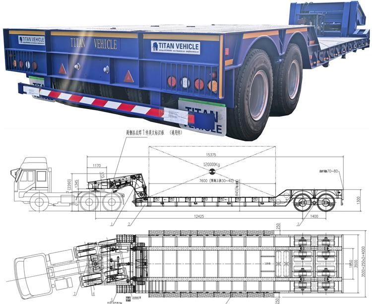 2 Line 4 Axle 120 Ton Detachable Gooseneck Lowboy Trailer for Sale In Nigeria