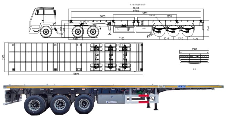3 / Tri Axle 40Ft Flatbed Semi Truck Trailer for Sale in Nigeria