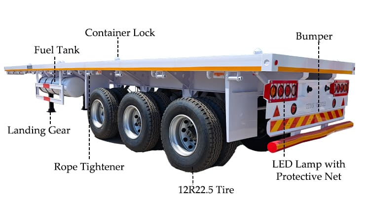 China New 20 40 Ft/Foot Flatbed Trailer Price for Sale Near Me in Nigeria | Flat Deck Trailer