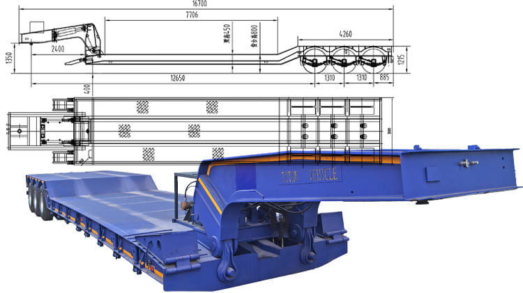 Tri Axle Detachable Lowboy Trailers for Sale in Nigeria