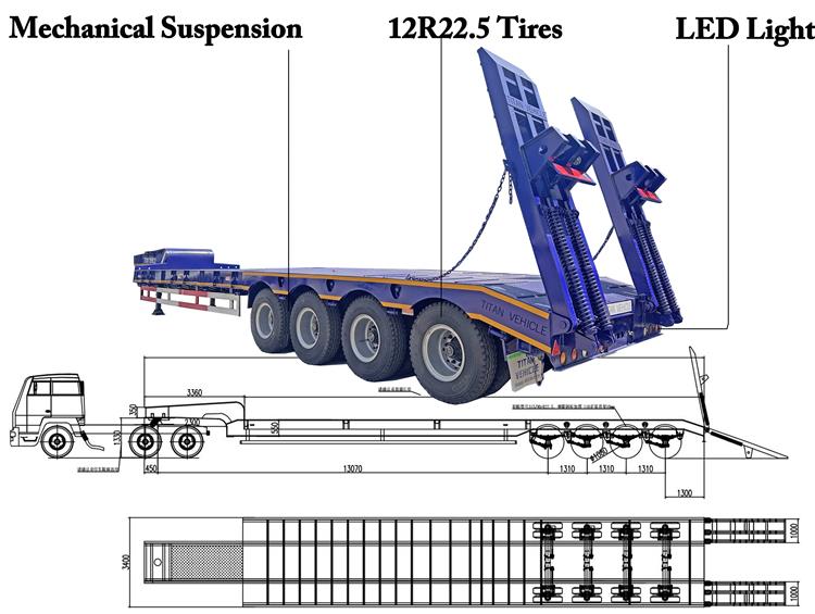 4 Axle 100 Ton Low Bed Truck Trailer for Sale In Nigeria Lagos