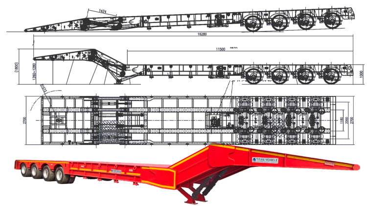 4 Axle 120 Ton Folding Gooseneck Trailer for Sale in Nigeria