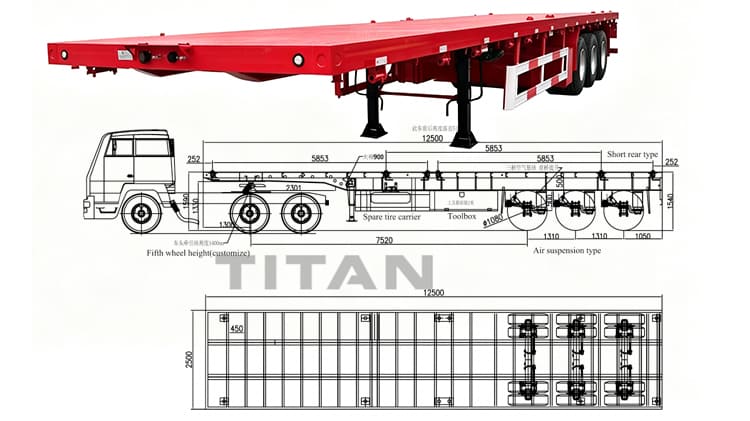 TITAN 80T 3 Axle Flatbed Trailer for Sale in Nigeria