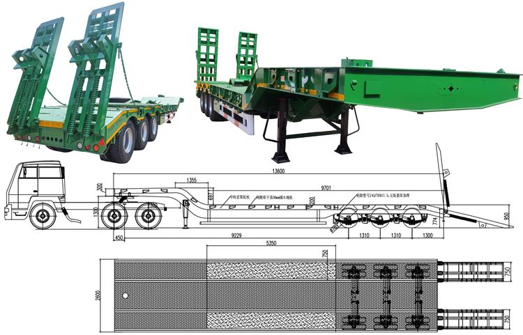 3 Axle 60 Ton Full Width Gooseneck Low Bed Trailer for Sale In Nigeria Lagos