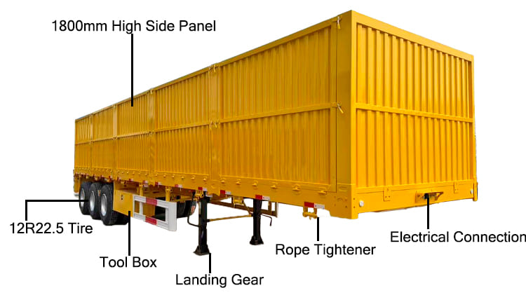 3 Axle Side Wall Cargo Semi Trailer for Sale in Nigeria